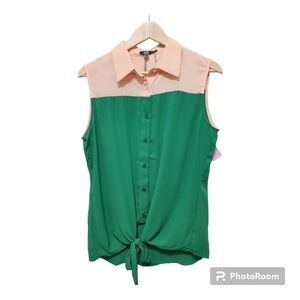 NWT THML Button Up Tie Waist Top Size L